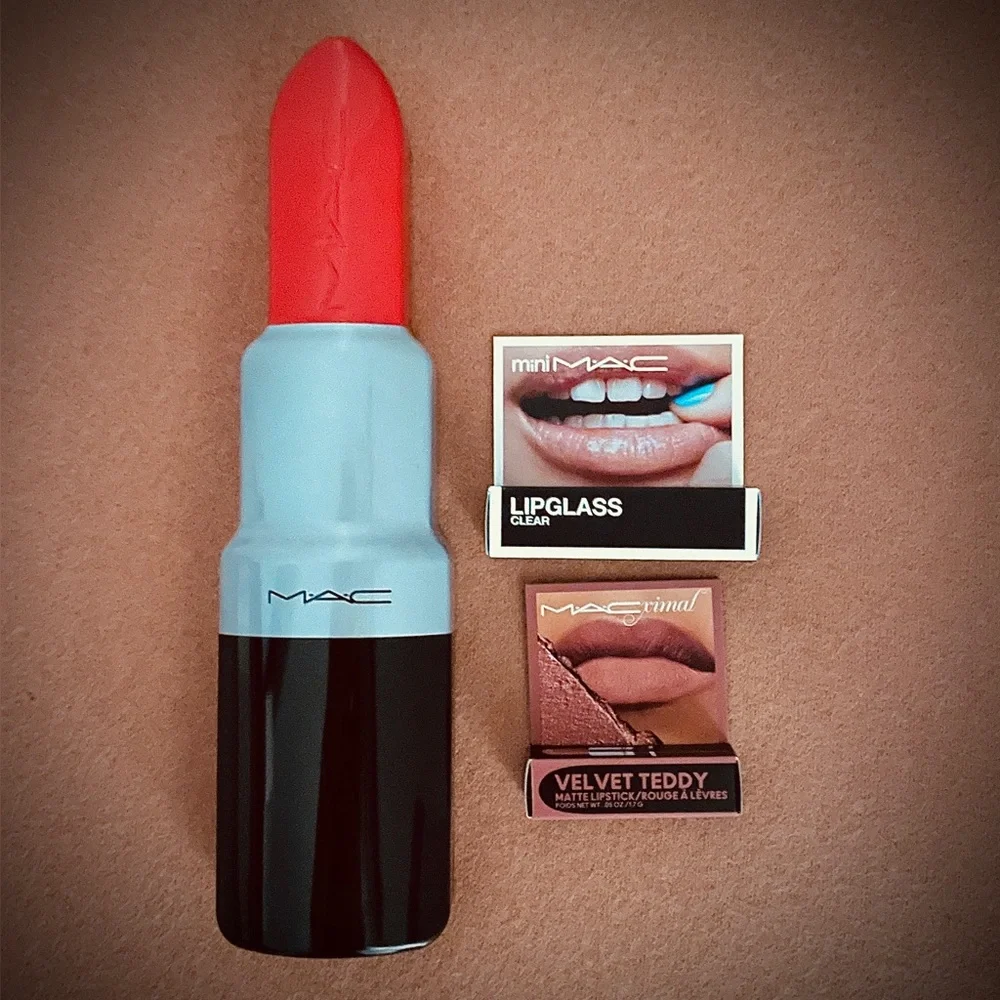 MAC COSMETICS RUBY WOO VELVET TEDDY LIPPIE BUNDLE | 3 ITEM SET | LIMITED EDITION